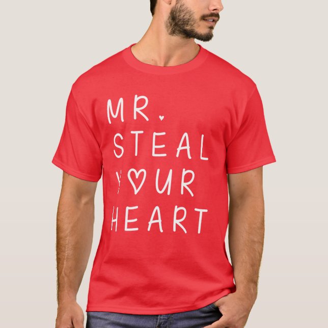 Mr Steal Your Heart Valentines Day Funny V-Day Boy T-Shirt (Front)