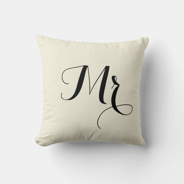 Mr. Striped Back Pillow -off white (Front)