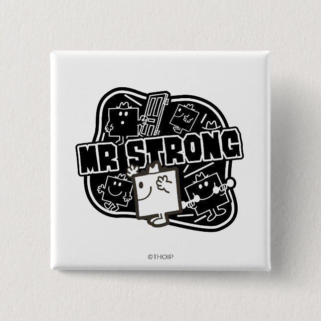 Mr. Strong | Black & White 15 Cm Square Badge (Front)