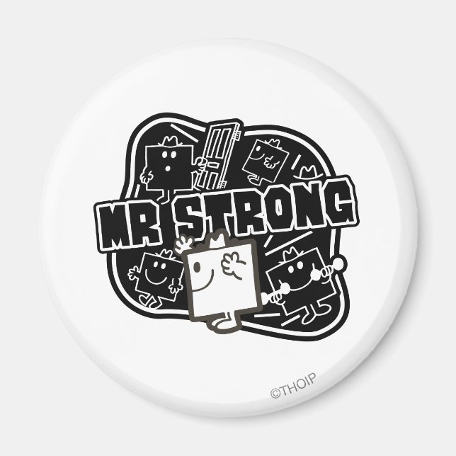 Mr. Strong | Black & White Magnet (Front)