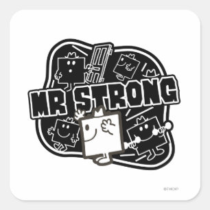 Mr. Strong Black & White Square Sticker