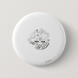 Mr. Strong   Black & White Stars & Flowers 6 Cm Round Badge