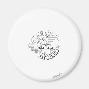Mr. Strong   Black & White Stars & Flowers Magnet