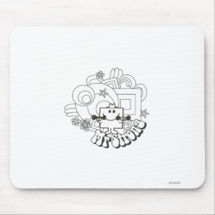 Mr. Strong Black & White Stars & Flowers Mouse Pad
