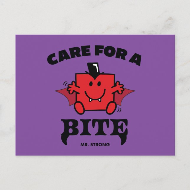 Mr. Strong Care For A Bite Halloween Postcard (Front)