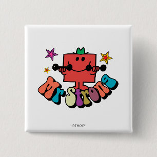 Mr. Strong Colourful Lettering & Stars 15 Cm Square Badge