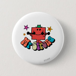 Mr. Strong Colourful Lettering & Stars 6 Cm Round Badge