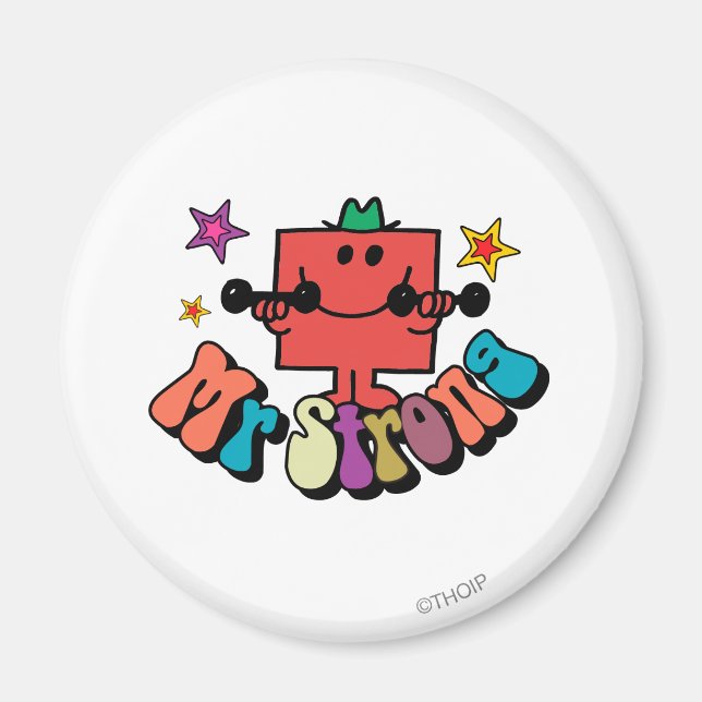 Mr. Strong | Colourful Lettering & Stars Magnet (Front)