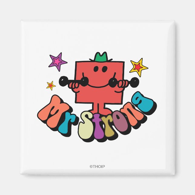 Mr. Strong | Colourful Lettering & Stars Magnet (Front)