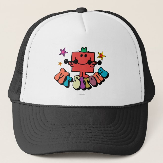 Mr. Strong | Colourful Lettering & Stars Trucker Hat (Front)