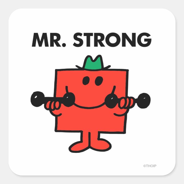 Mr. Strong | Lifting Weights Square Sticker (Front)