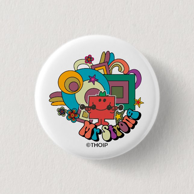 Mr. Strong | Psychedelic Swirls, Stars, & Flowers 3 Cm Round Badge (Front)