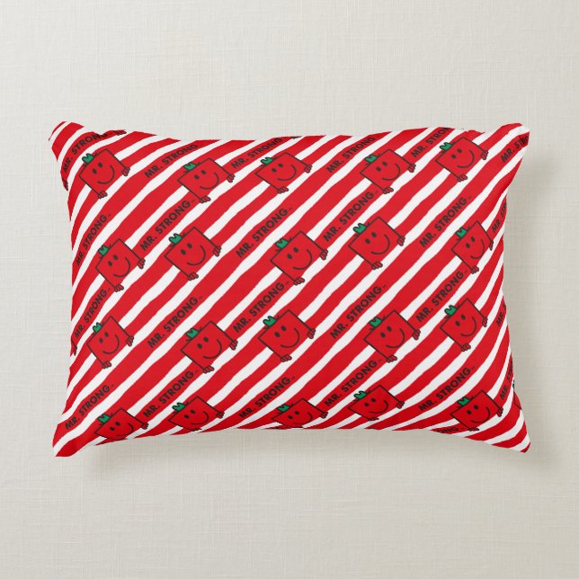 Mr Strong | Red Stripes Pattern Decorative Cushion (Front)