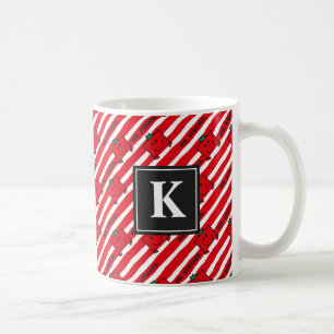 Mr Strong   Red Stripes Pattern   Monogram Coffee Mug