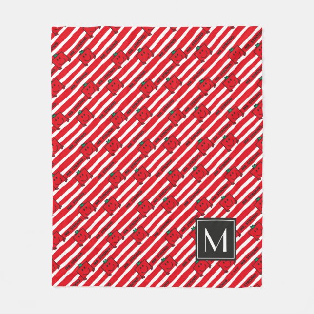 Mr Strong | Red Stripes Pattern | Monogram Fleece Blanket (Front)