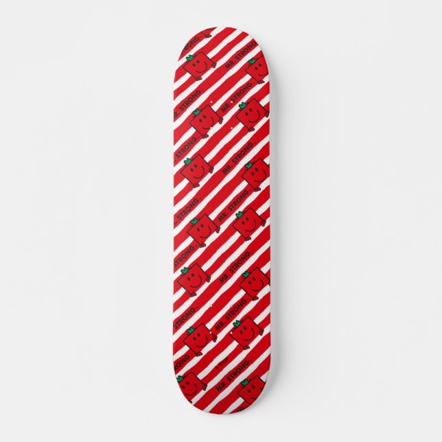 Mr Strong | Red Stripes Pattern Skateboard (Front)
