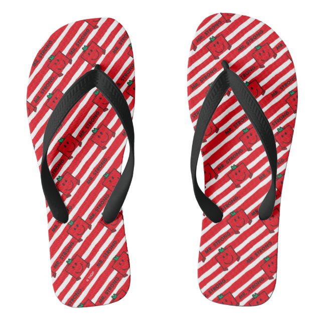 Mr Strong | Red Stripes Pattern Thongs (Footbed)
