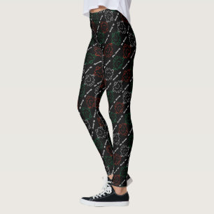 Mr Strong Red, White & Green Pattern Leggings