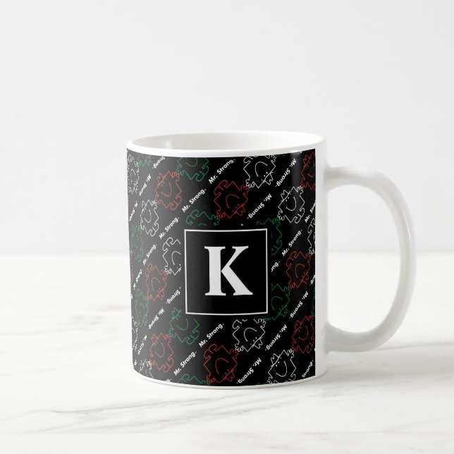 Mr Strong | Red, White & Green Pattern | Monogram Coffee Mug (Right)
