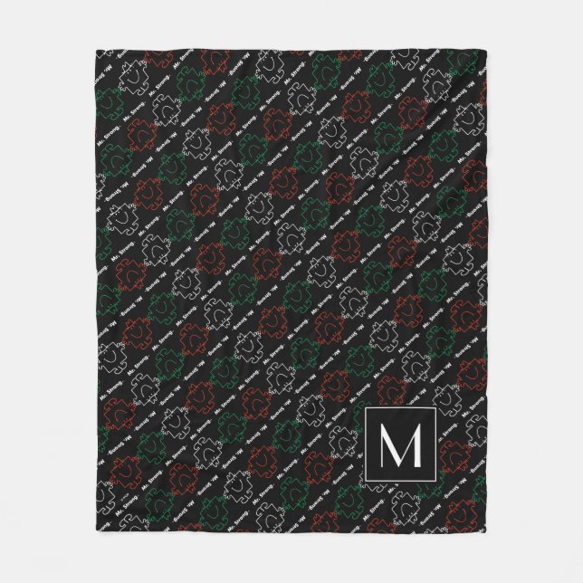 Mr Strong | Red, White & Green Pattern | Monogram Fleece Blanket (Front)