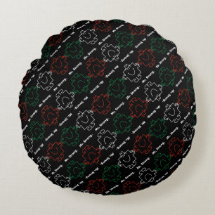Mr Strong   Red, White & Green Pattern Round Cushion