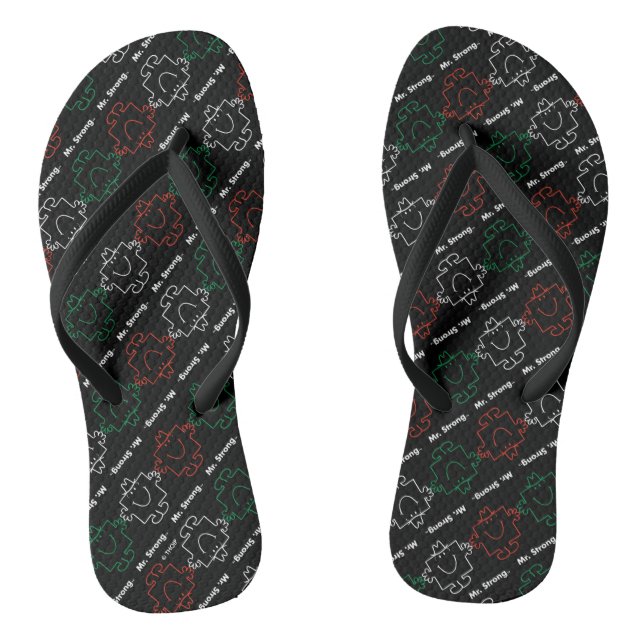 Mr Strong | Red, White & Green Pattern Thongs (Footbed)