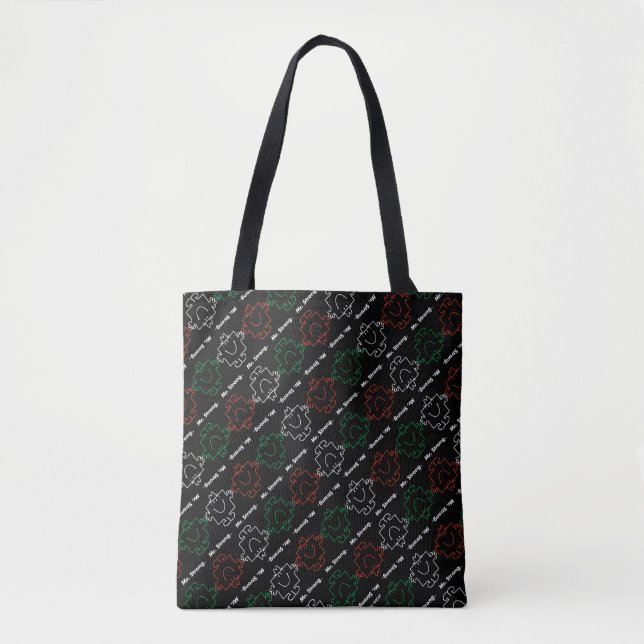 Mr Strong | Red, White & Green Pattern Tote Bag (Front)