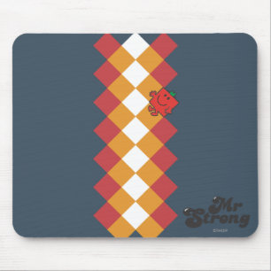Mr. Strong Red, Yellow, & White Pattern Mouse Pad