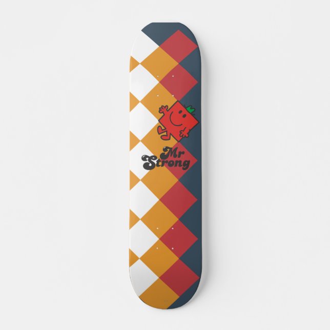 Mr. Strong | Red, Yellow, & White Pattern Skateboard (Front)