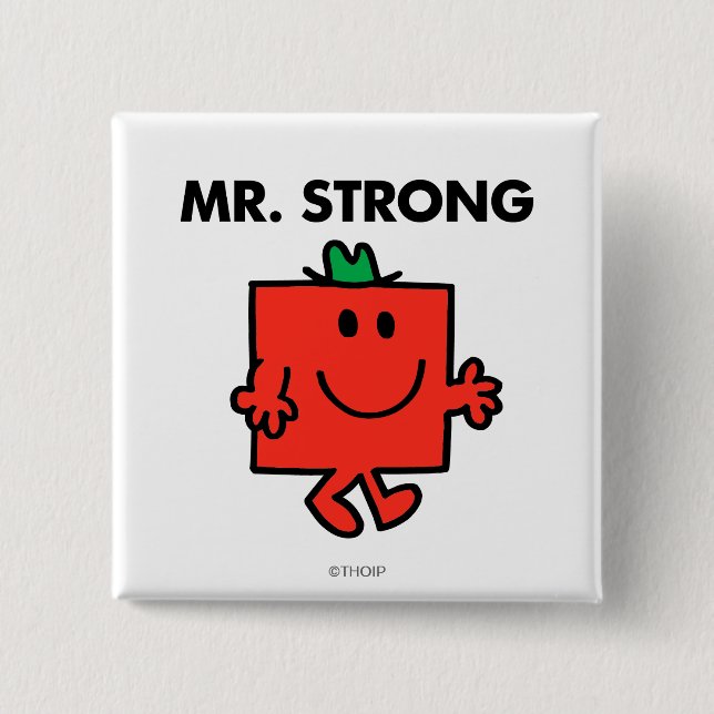 Mr. Strong Waving Hello 15 Cm Square Badge (Front)