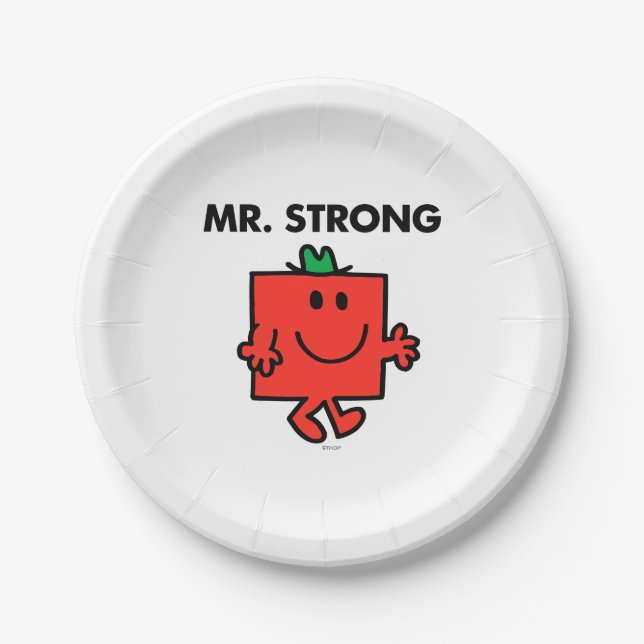 Mr. Strong Waving Hello Paper Plate (Front)