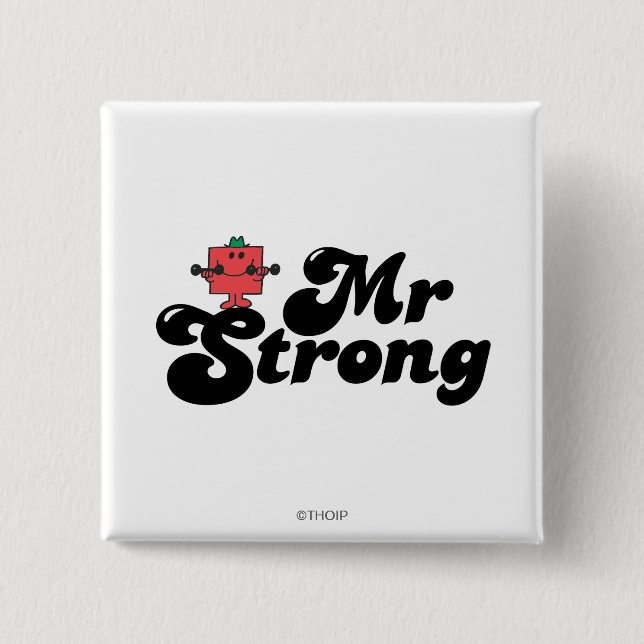 Mr. Strong | Weights & Bubble Lettering 15 Cm Square Badge (Front)