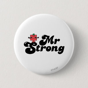 Mr. Strong   Weights & Bubble Lettering 6 Cm Round Badge