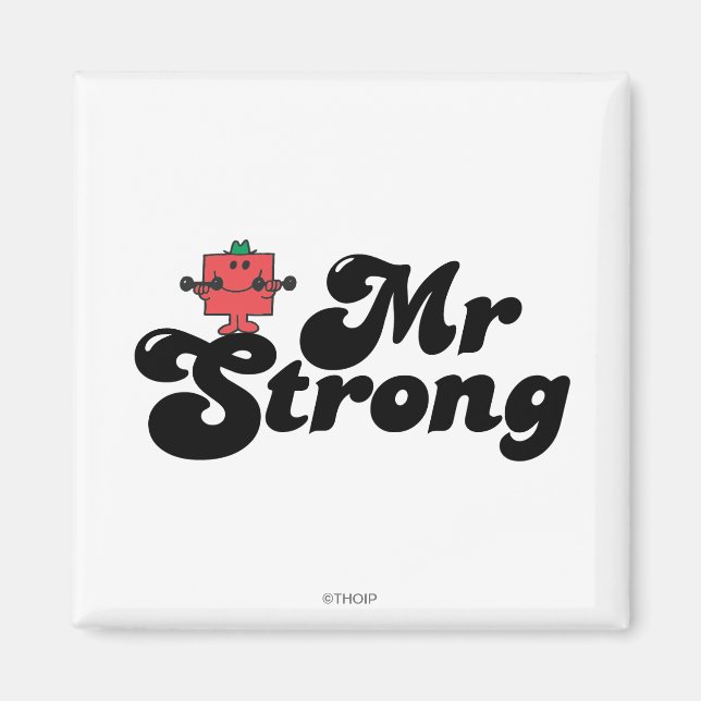 Mr. Strong | Weights & Bubble Lettering Magnet (Front)