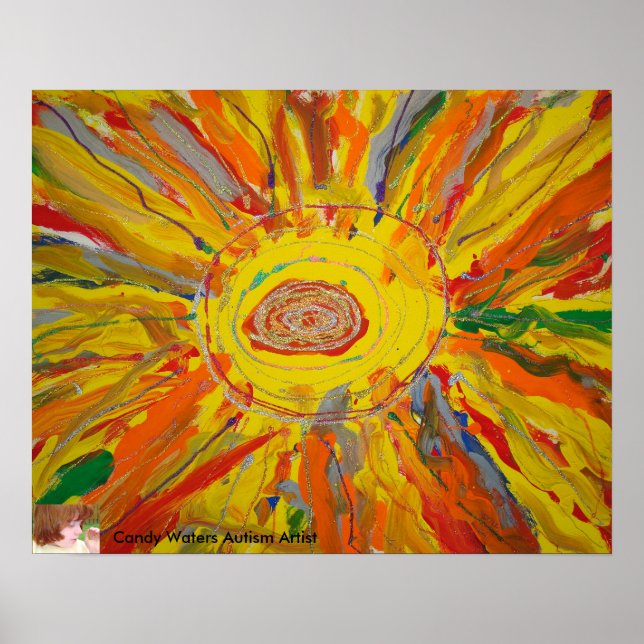 "Mr. Sun" by Candy Waters Autism Artist Poster (Front)