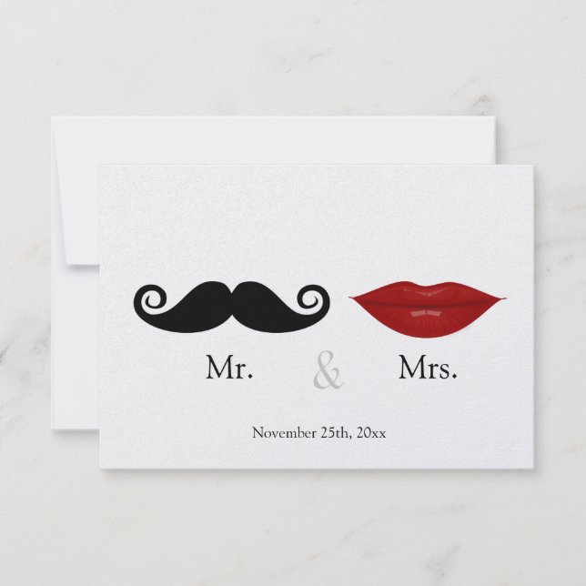 Mr. & the Mrs (Lips and the Stache) Wedding RSVP (Front)