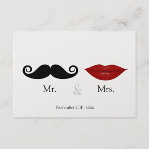Mr. & the Mrs (Lips and the Stache) Wedding RSVP Card