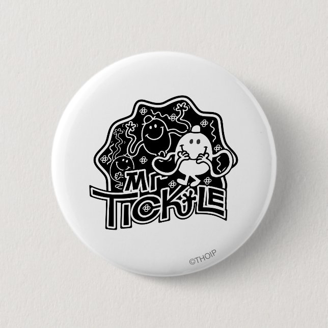 Mr. Tickle | Black & White Fun 6 Cm Round Badge (Front)