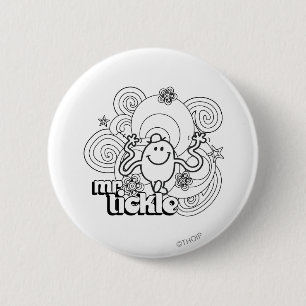 Mr. Tickle   Black & White Swirls & Stars 6 Cm Round Badge