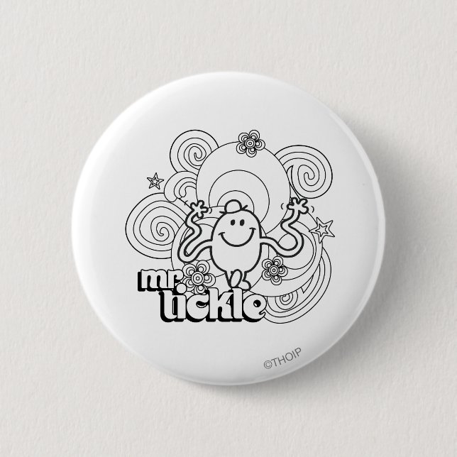 Mr. Tickle | Black & White Swirls & Stars 6 Cm Round Badge (Front)