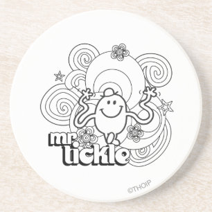 Mr. Tickle   Black & White Swirls & Stars Coaster