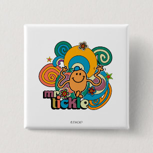 Mr. Tickle   Psychedelic Swirls, Stars, & Flowers 15 Cm Square Badge