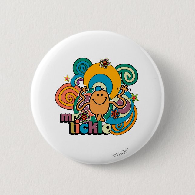 Mr. Tickle | Psychedelic Swirls, Stars, & Flowers 6 Cm Round Badge (Front)