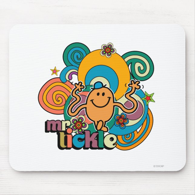 Mr. Tickle | Psychedelic Swirls, Stars, & Flowers Mouse Pad (Front)
