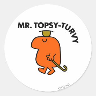 Mr. Topsy-Turvy   Upside Down Hat & Cane Classic Round Sticker