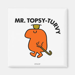 Mr. Topsy-Turvy Upside Down Hat & Cane Magnet