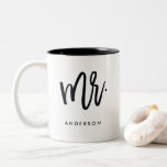 Mr. Trendy Script Personalised Two-Tone Coffee Mug<br><div class="desc">Coffee,  The best way to start your day!  "Mr." in a trendy script font.  Personalise the coffee mug with your name.</div>