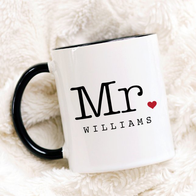Mr. Vintage Black Monogram Personalised Wedding Mug (Creator Uploaded)