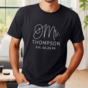 Mr White Modern Script Custom Wedding T-Shirt