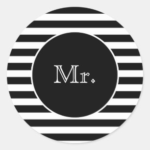 Mr. with Black & White Stripes Classic Round Sticker